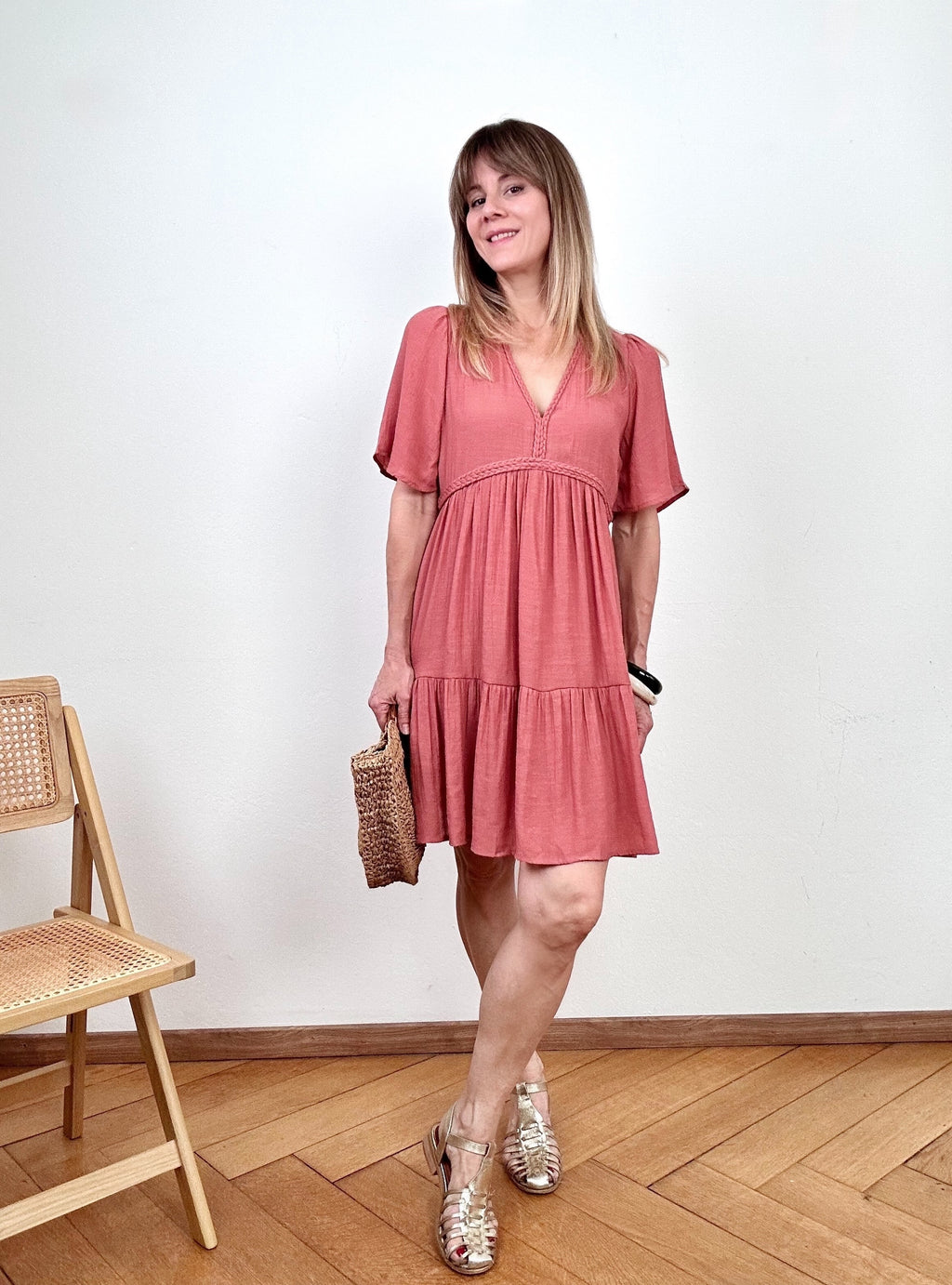 Robe Camélia rose poudre
