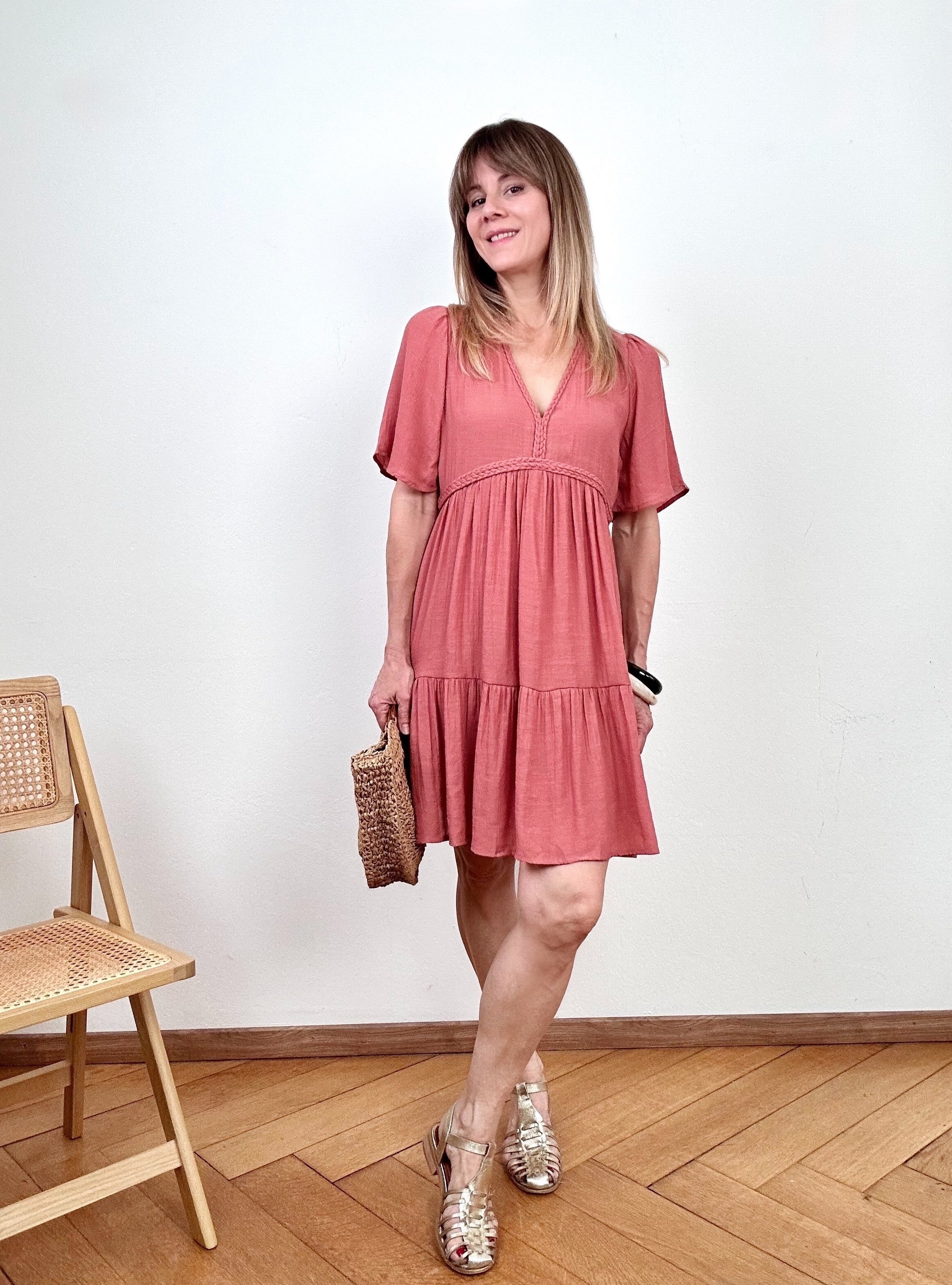 Robe Camélia rose poudre