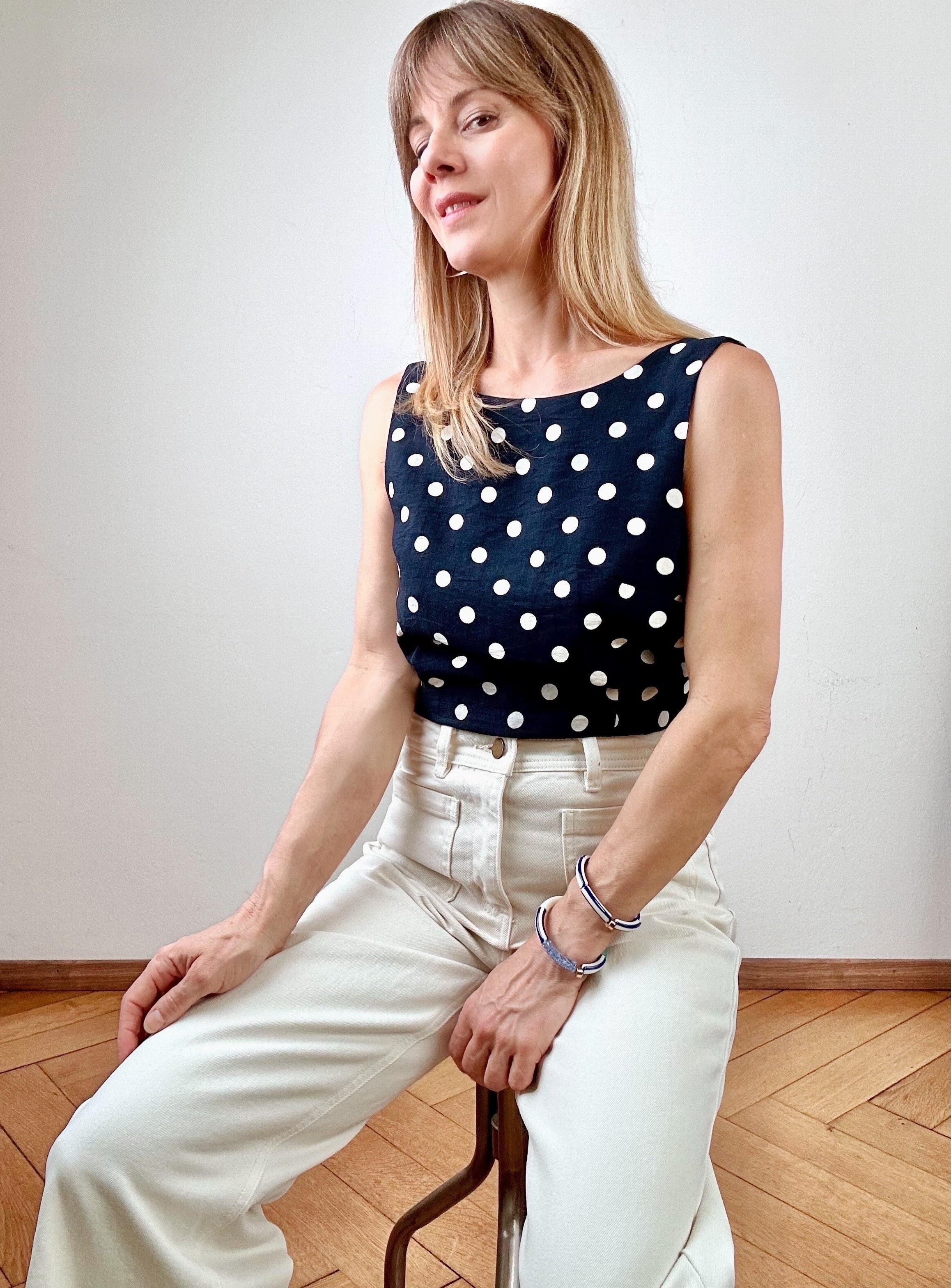 Top Lenn à pois marine