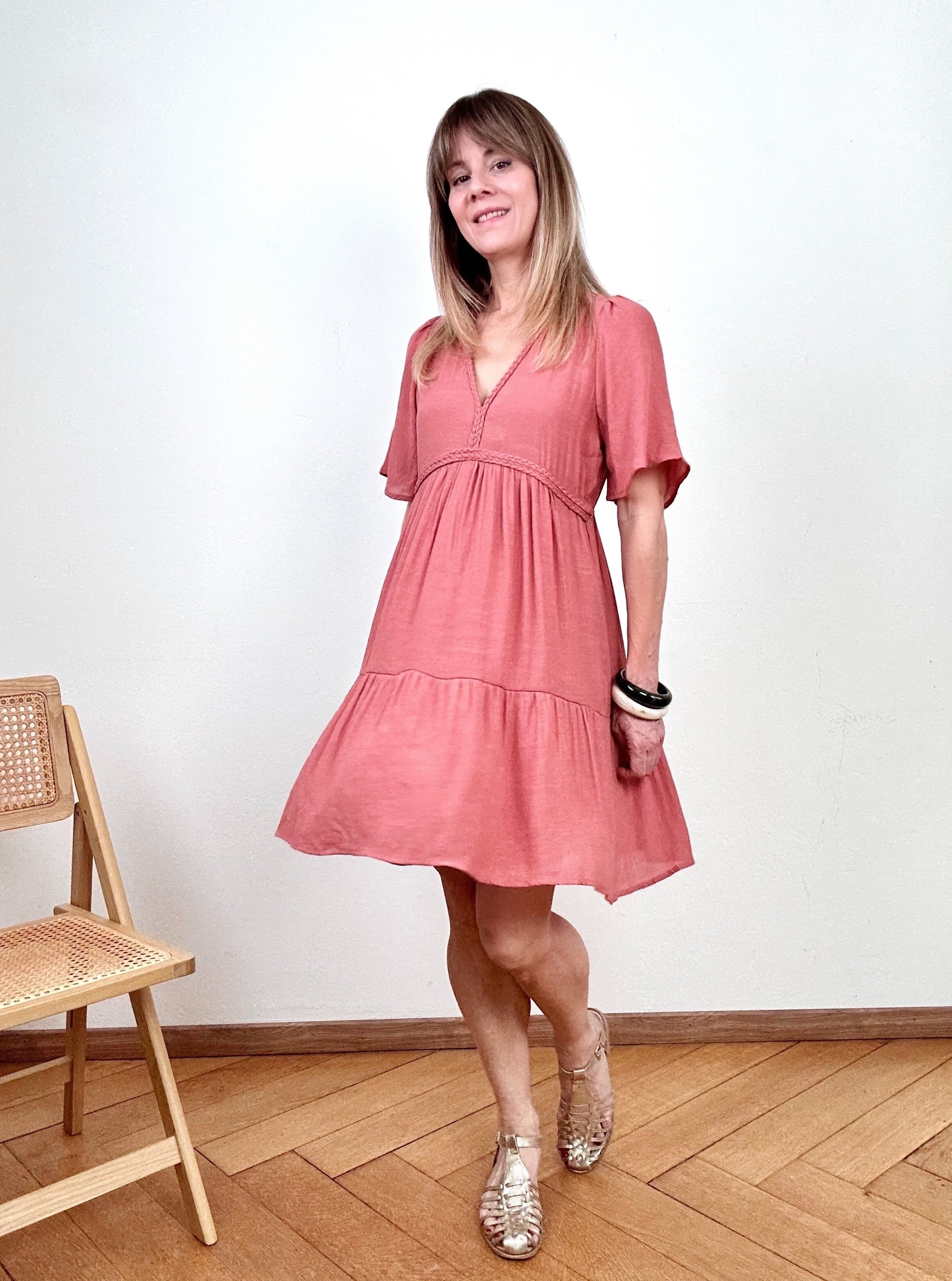 Robe Camélia rose poudre
