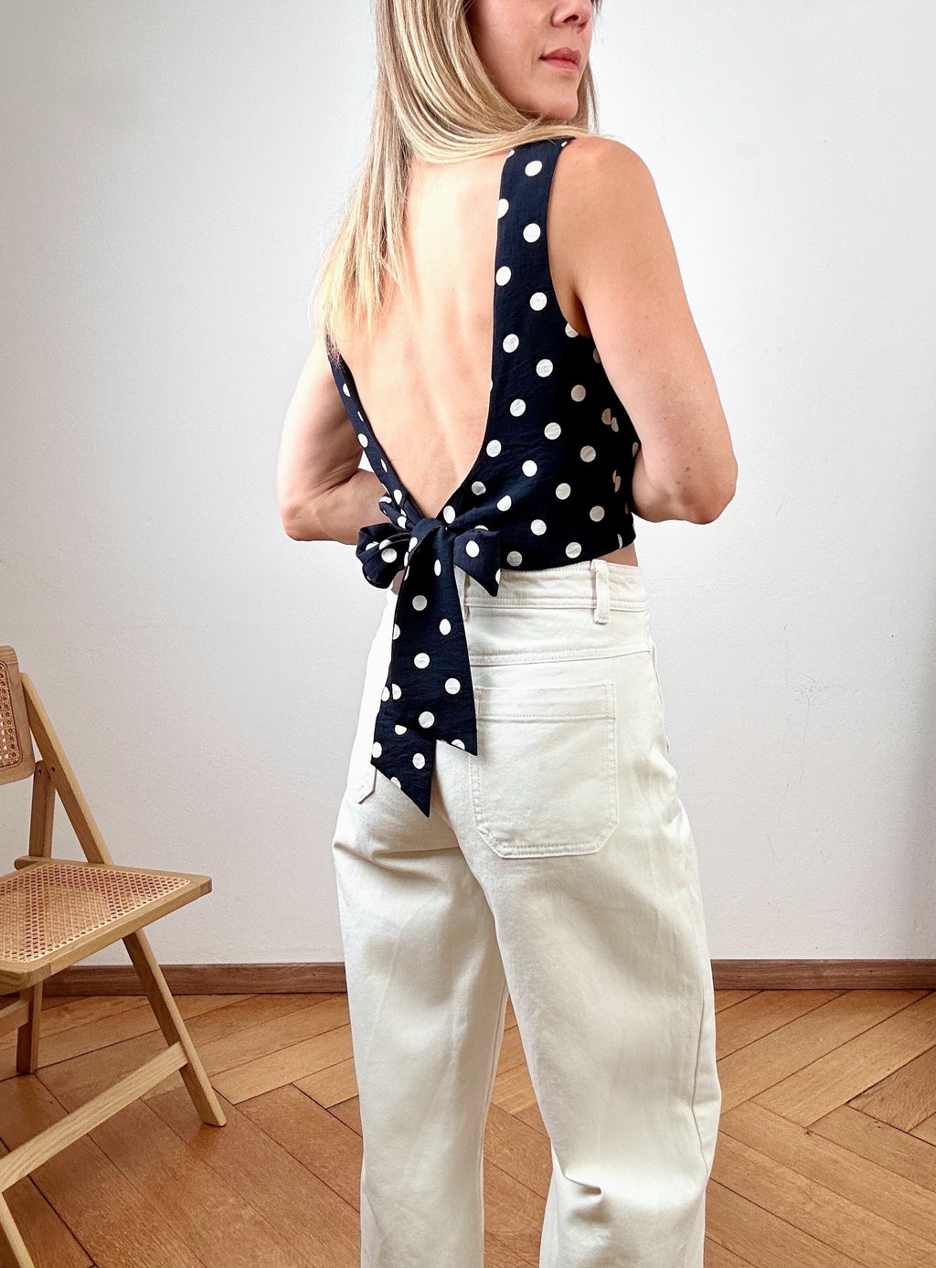 Top Lenn à pois marine
