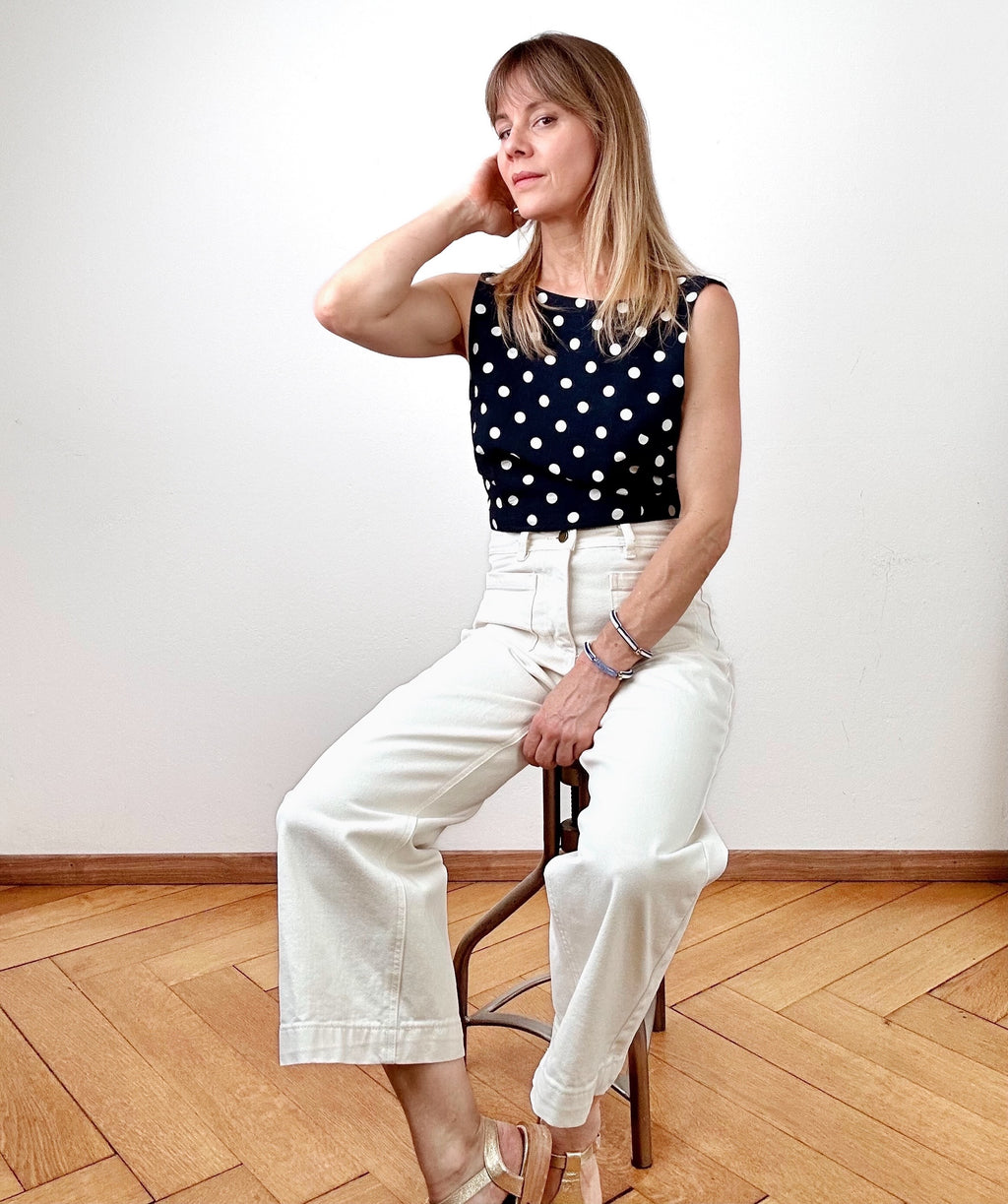 Top Lenn à pois marine