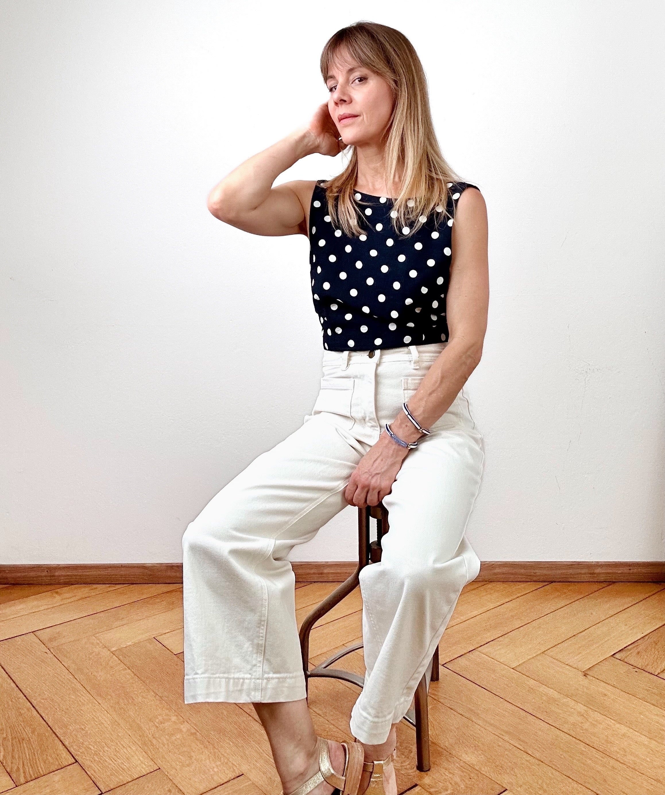 Top Lenn à pois marine