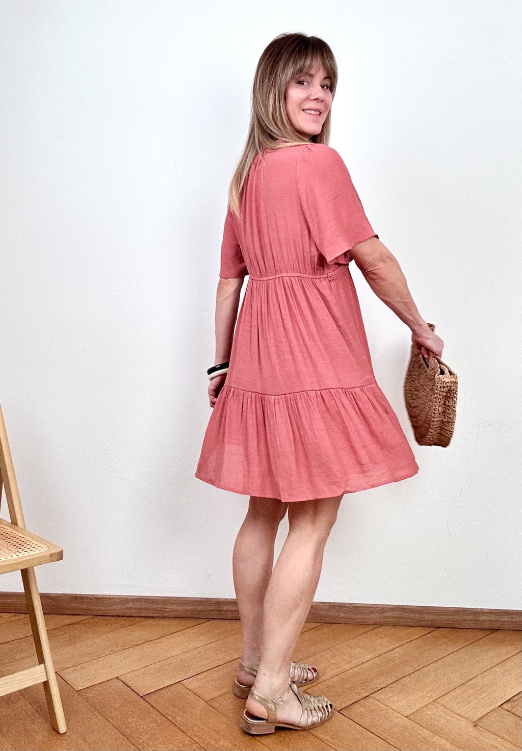 Robe Camélia rose poudre