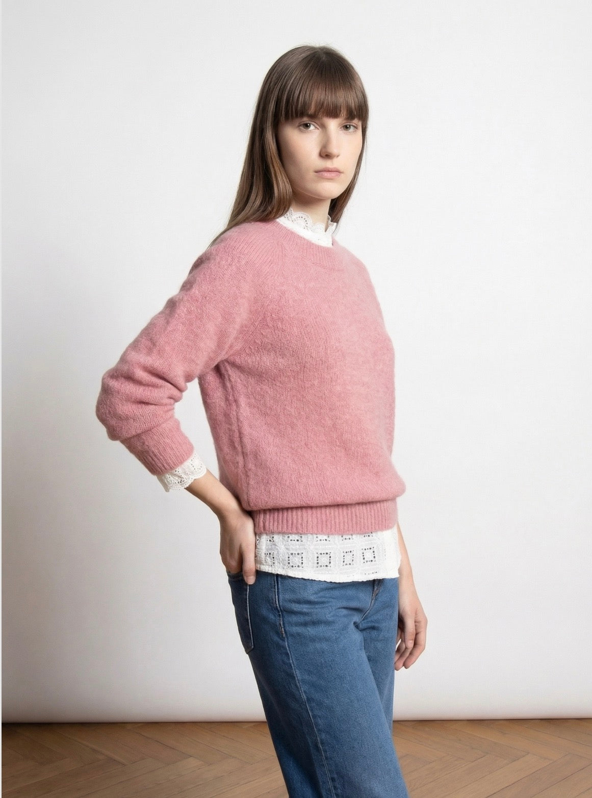 Pull Lino rose chiné