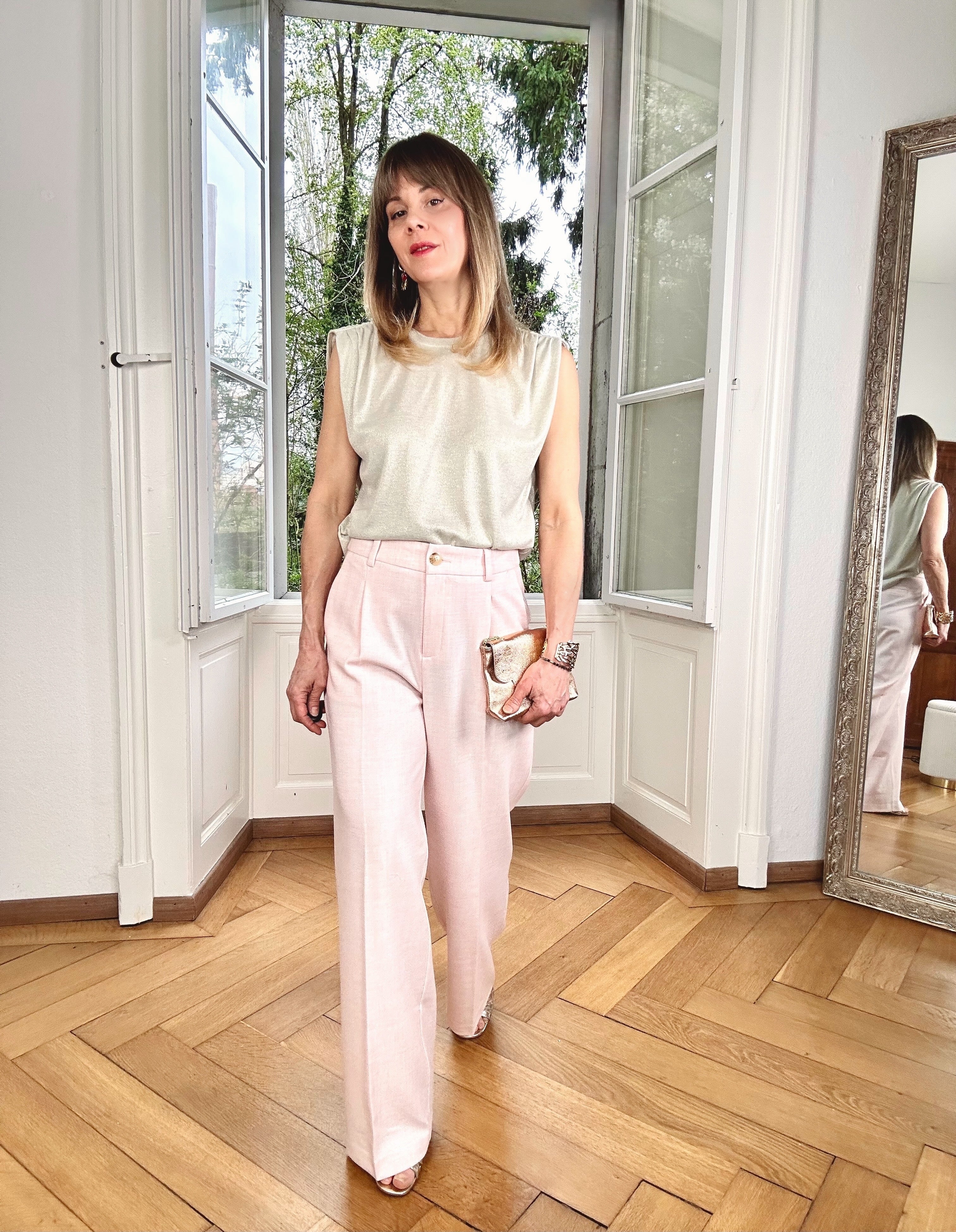 Pantalon Blush rose poudre