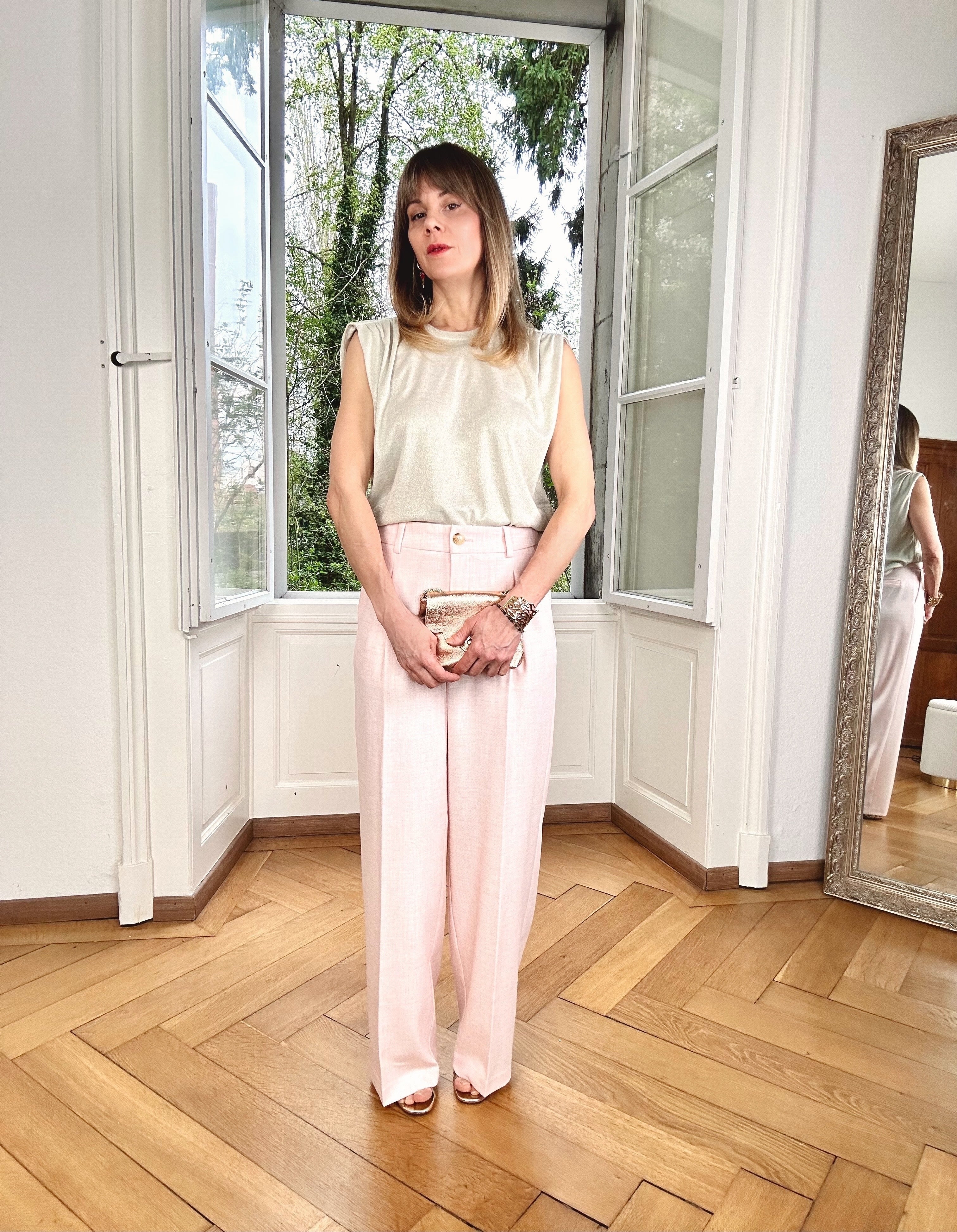 Pantalon Blush rose poudre