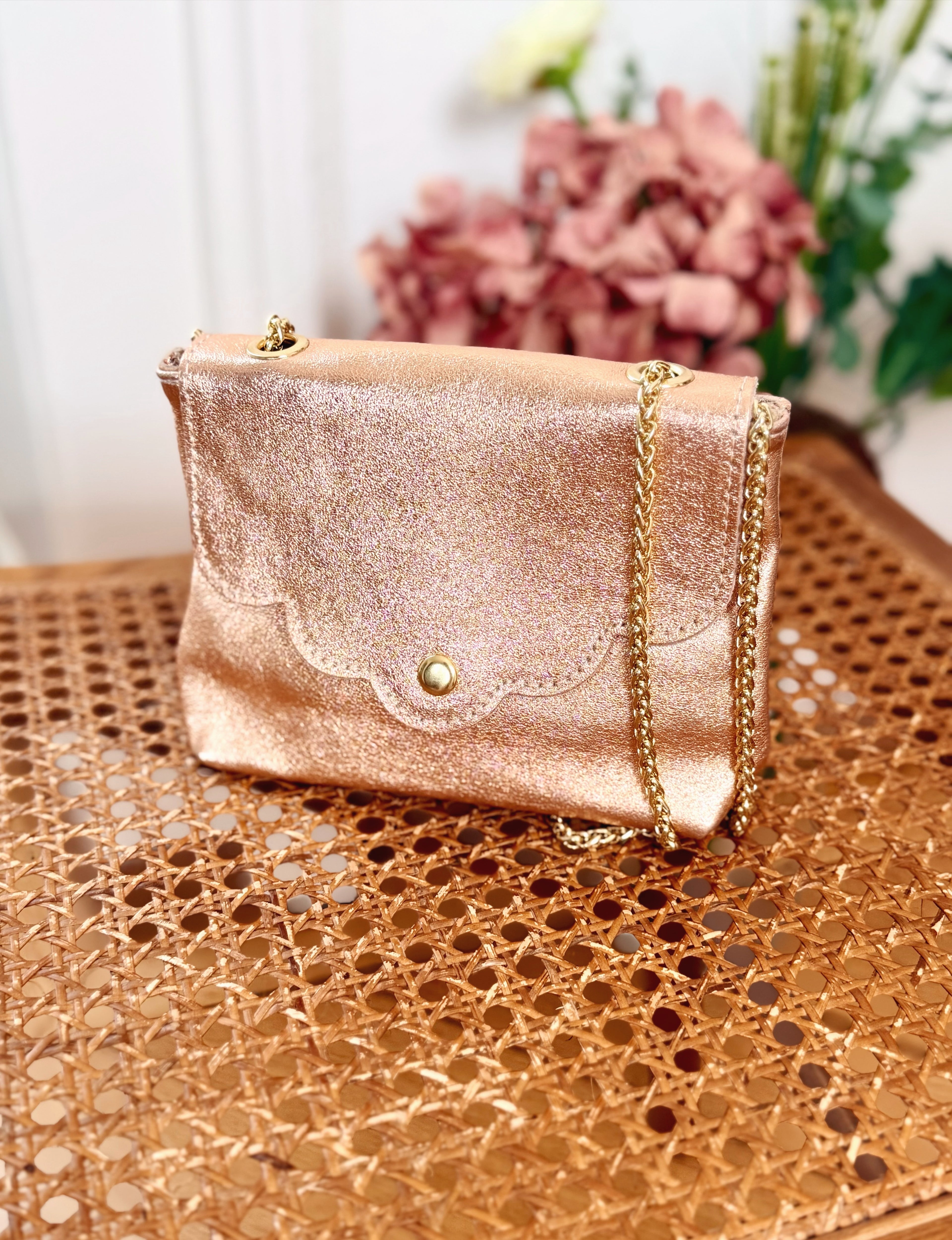 Sac lune rose irisé