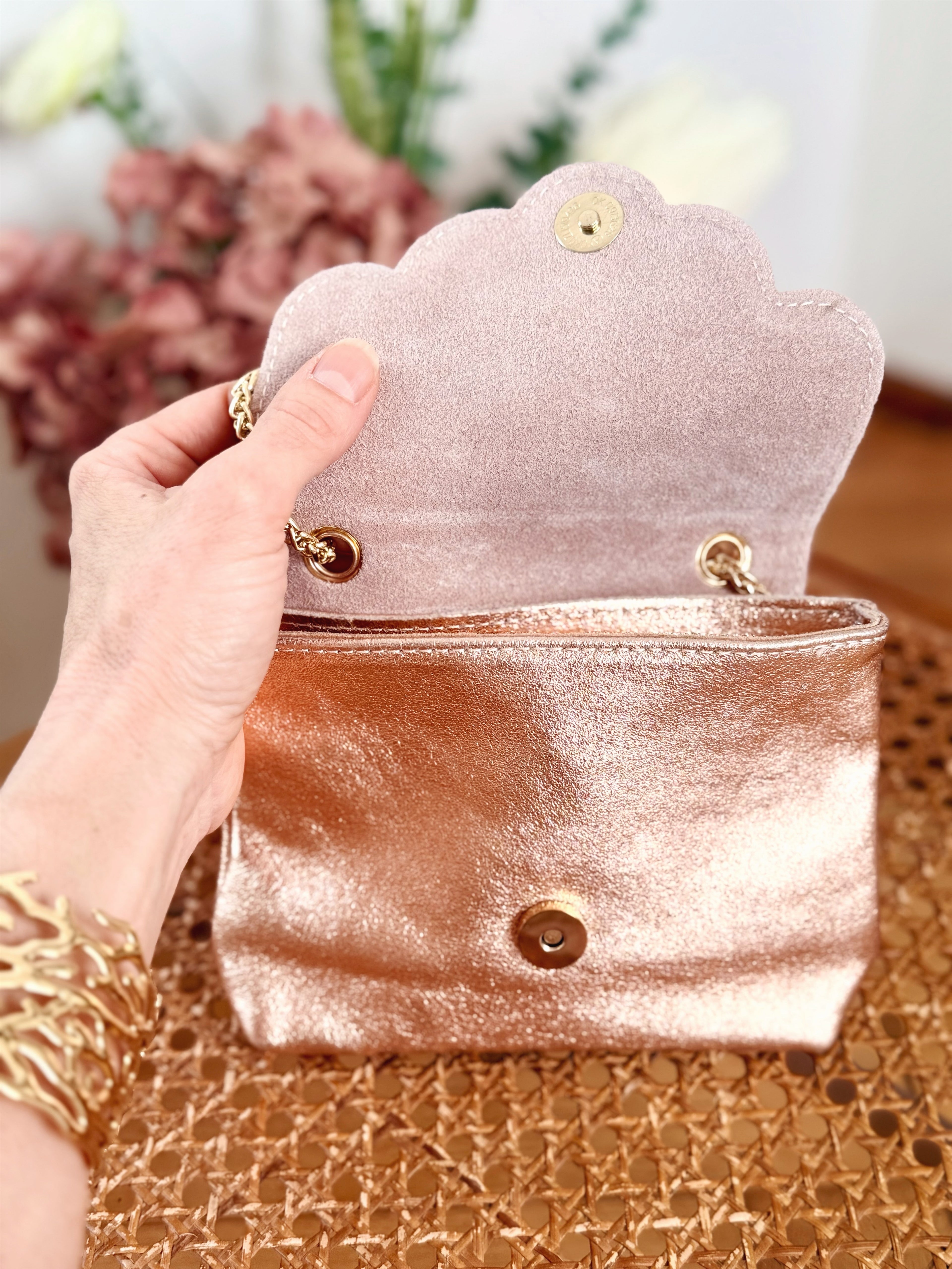 Sac lune rose irisé