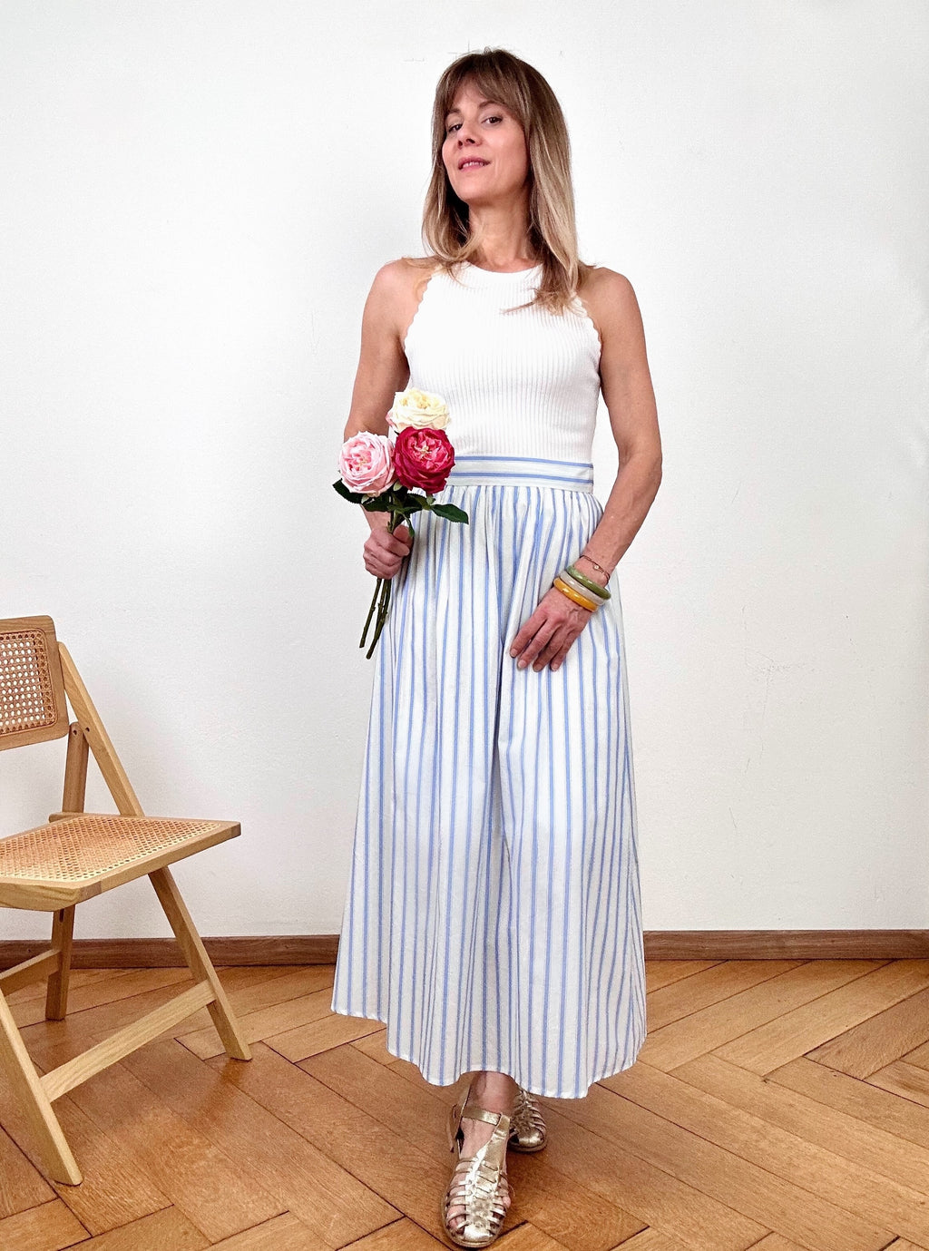 Jupe Maris rayures bleu ciel