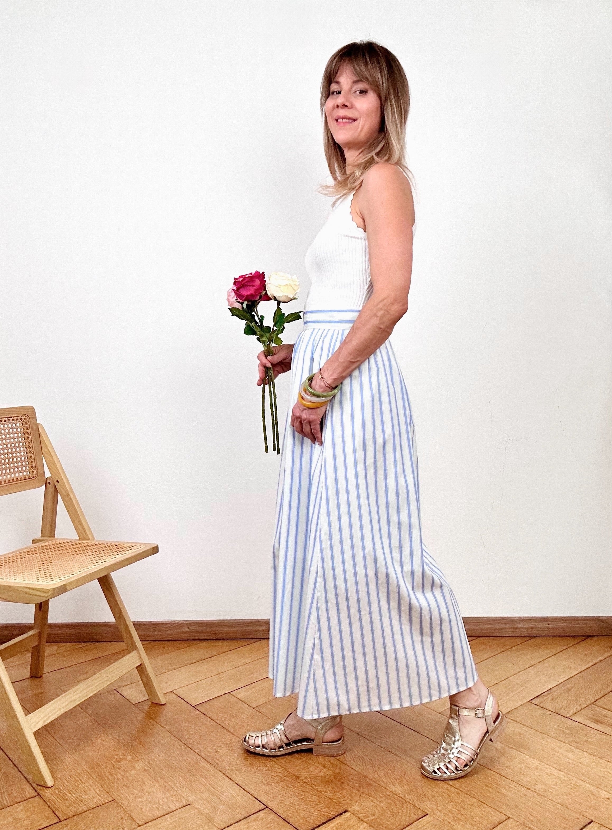 Jupe Maris rayures bleu ciel