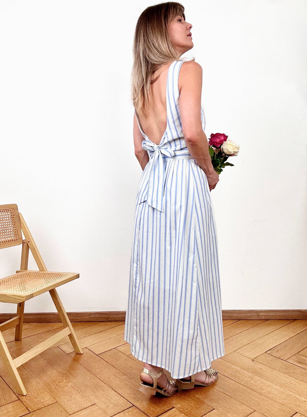 Top Lenn rayures bleu ciel